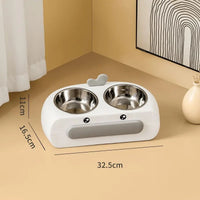 HKM-0469693 Duck Design Pet Double Bowl Tray for Cats and Dogs - Plastic Food and Water Feeder