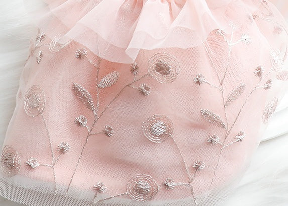 HKM-0470077 Embroidered Cotton Winter Skirt for Cats - Pink Apricot, XS-XL Sizes