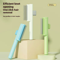 HKM-0471101 Pet Comb with One-Click Hair Removal and Knot Opening - Available in Multiple Colors and Tooth Options