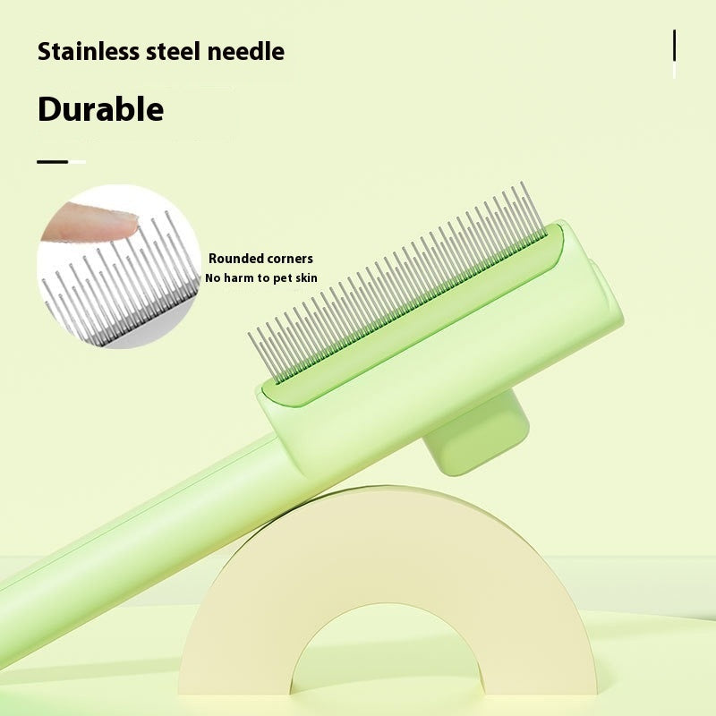 HKM-0471101 Pet Comb with One-Click Hair Removal and Knot Opening - Available in Multiple Colors and Tooth Options