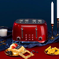 HKM-047123 4-Slice Retro Electric Toaster with Adjustable 1-6 Level Browning Control