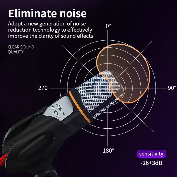 HKM-047123 Professional Wired Desktop Recording Microphone for Gaming and Live Shows