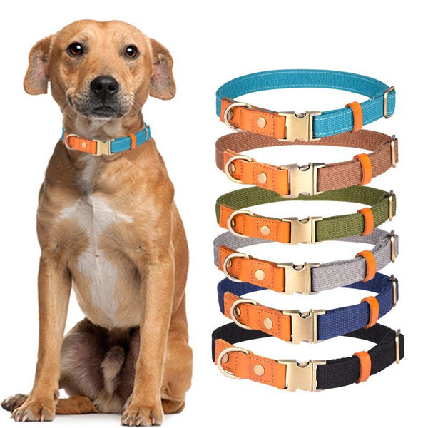 HKM-0471485 First Layer Cowhide Dog Collar with Drawstring in Multiple Colors