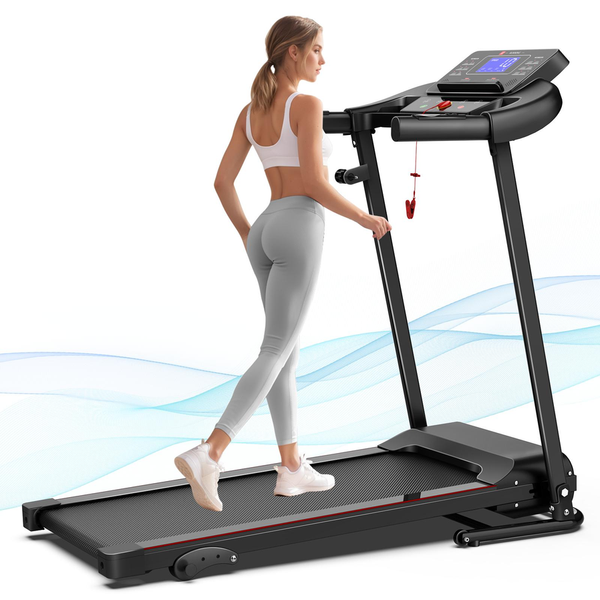 HKM-047251 Adjustable Incline Indoor Treadmill with Easy-to-Move Wheels for All Fitness Levels