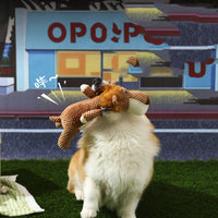 HKM-0472765 Interactive Plush Dog Toy with Teeth Cleaning Design and Sound Device - Cute Animal Shape