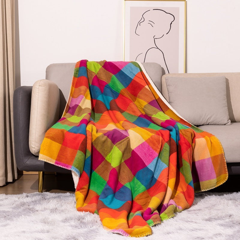 HKM-047379 Thick Coral Fleece Double Layer Blanket - Soft, Versatile, All-Season Comfort
