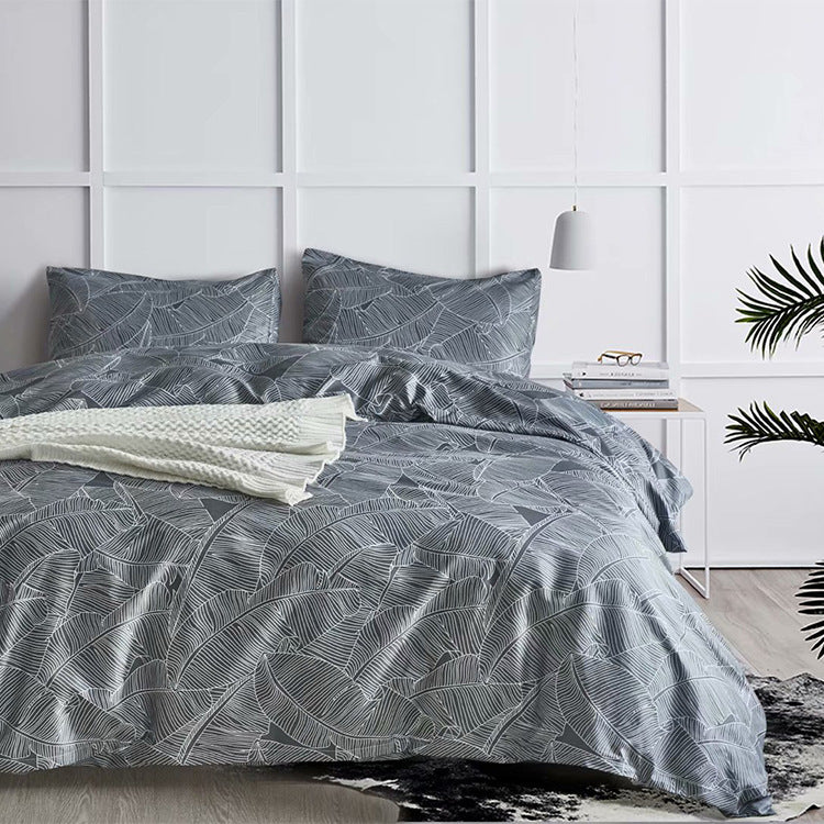 HKM-047379 Three-Piece Printed Bedding Set in Various Sizes - Soft Polyester Cotton Home Textile