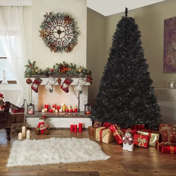 HKM-047507 7 Ft Unlit Artificial Douglas Fir Christmas Tree in Black with 1346 Realistic Tips