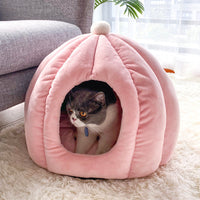 HKM-0475325 Cozy Semi-Enclosed Velvet Cat Nest for Deep Sleep - Large Size 40*48 cm