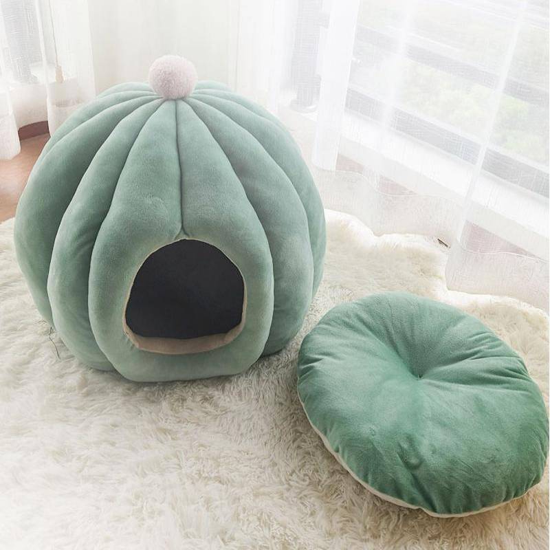 HKM-0475325 Cozy Semi-Enclosed Velvet Cat Nest for Deep Sleep - Large Size 40*48 cm