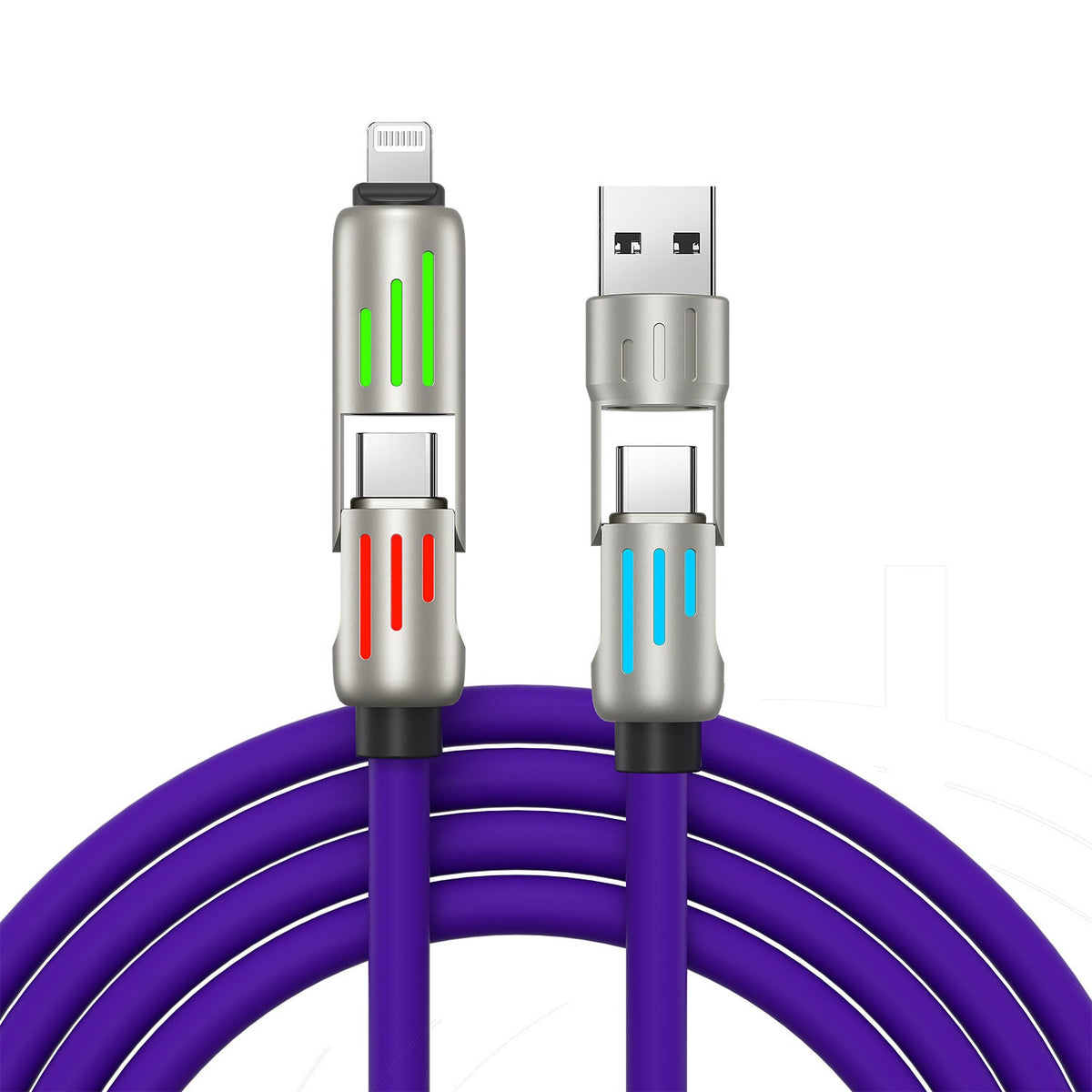 HKM-047635 240W Colorful Breathing Light Fast Charge USB Cable with Multiple Interfaces