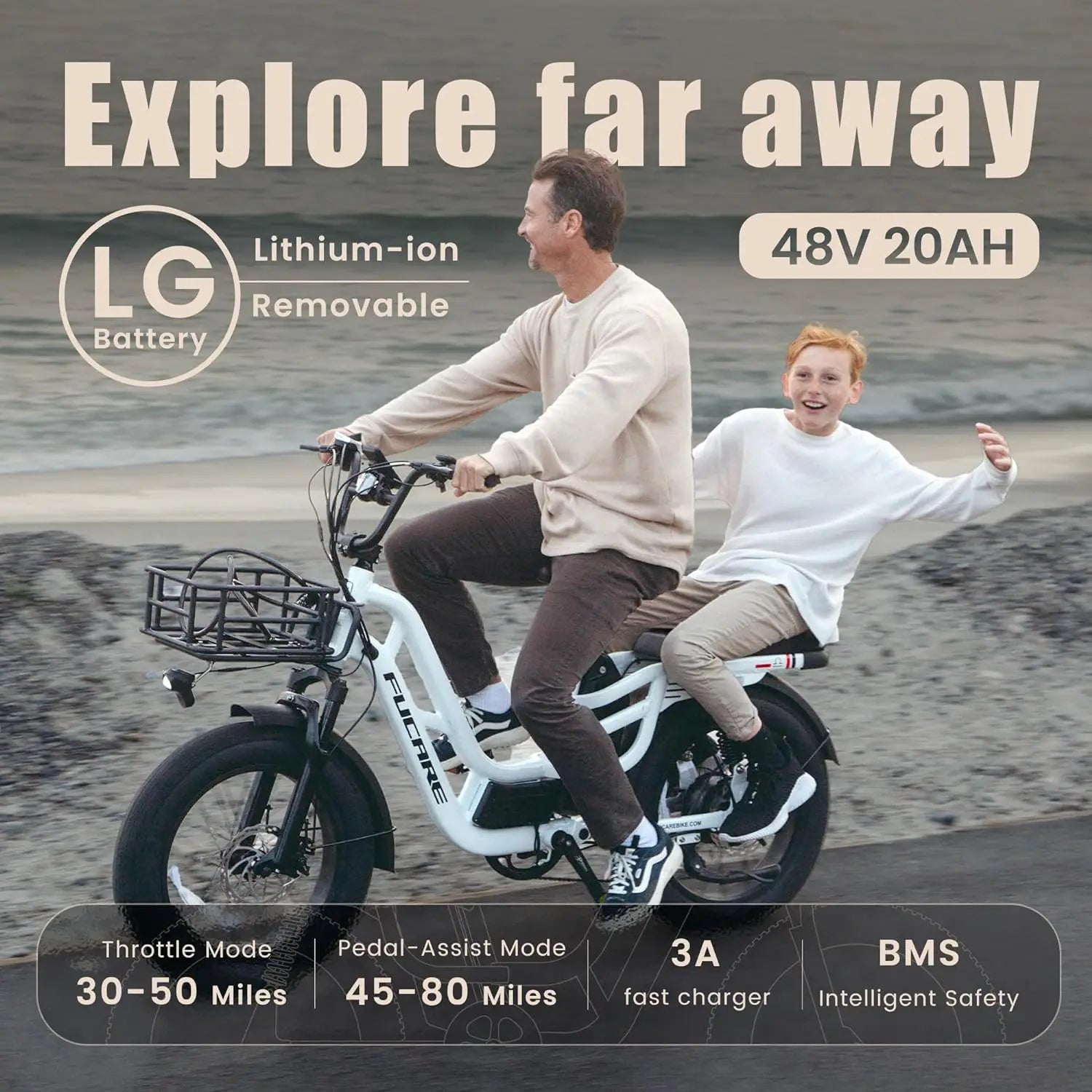 HKM-047699 20 Inch Electric Fat Bike with 48V 1200W Motor, 7 Speed Gears, Hydraulic Disc Brakes, and Front Suspension