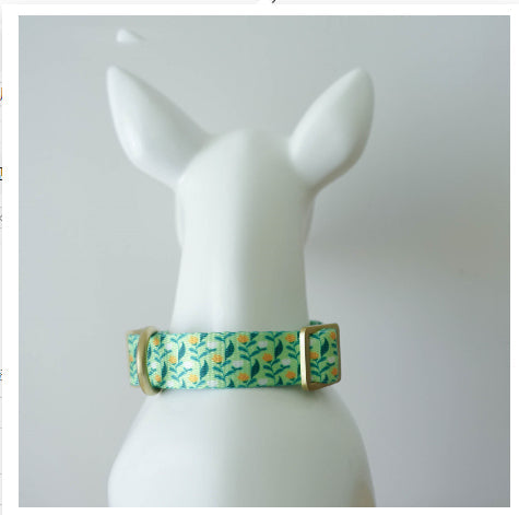 HKM-0477245 Flower Pattern Nylon Ribbon Pet Collar for All Seasons - Multiple Sizes Available