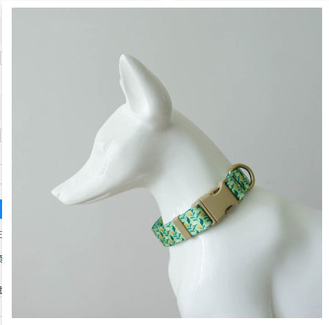 HKM-0477245 Flower Pattern Nylon Ribbon Pet Collar for All Seasons - Multiple Sizes Available