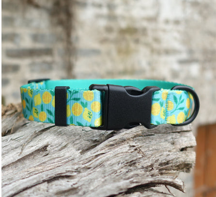 HKM-0477245 Flower Pattern Nylon Ribbon Pet Collar for All Seasons - Multiple Sizes Available