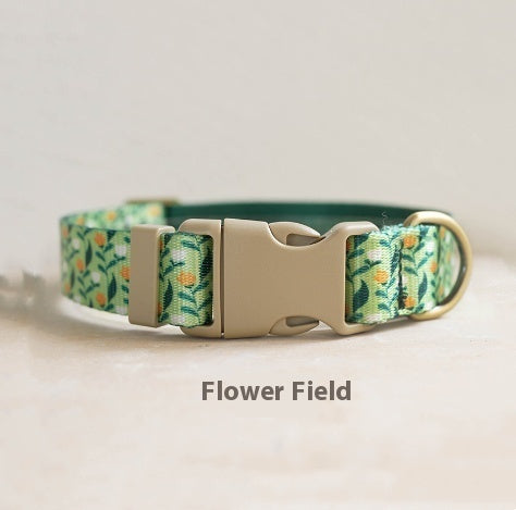 HKM-0477245 Flower Pattern Nylon Ribbon Pet Collar for All Seasons - Multiple Sizes Available