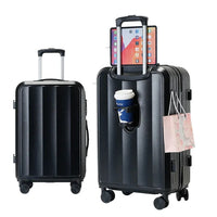 HKM-047763 Compact Mini Travel Luggage Set with Cup Holder - 3 Piece 20 Inch ABS Suitcase Collection