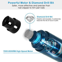 HKM-0479037 Quiet USB Rechargeable Pet Nail Grinder with 2 Adjustable Speed Settings