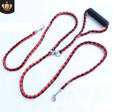 HKM-0480829 Hand-Knitted Double-Headed Dog Leash with Anti-Winding Feature, 140CM Length