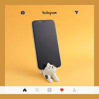 HKM-048083 Cat-Shaped Mobile Phone Holder for Desk and Car - Multifunctional Resin Stand