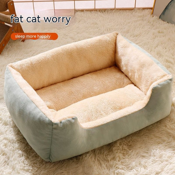 HKM-0481085 Cozy Flannel Doghouse Cat Bed - Thick Warm Mat for Dogs in Multiple Sizes and Colors