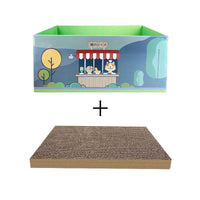 HKM-0481213 Durable Corrugated Paper Cat Scratching Toy with Replaceable Core - Meow & Car Patterns