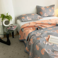 HKM-048211 Breathable Pure Cotton Double-Layer Summer Quilt with Pillowcases, Multiple Sizes Available