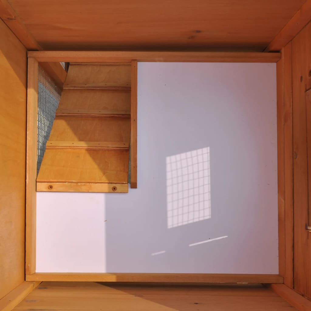 HKM-0482621 Two-Level Rabbit Hutch with Pine Wood Frame and Weather-Resistant Roof, Easy Cleaning Design