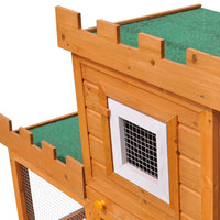 HKM-0482621 Two-Level Rabbit Hutch with Pine Wood Frame and Weather-Resistant Roof, Easy Cleaning Design