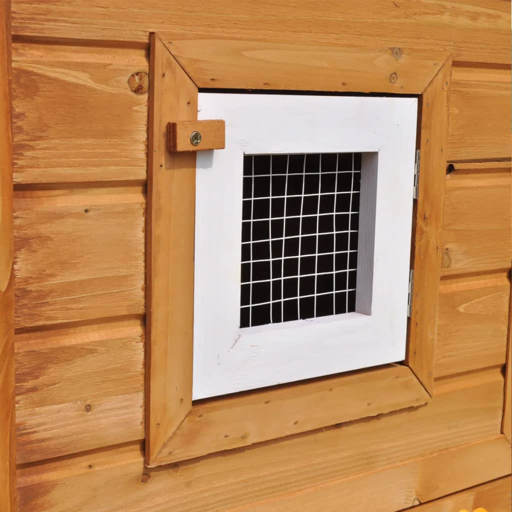 HKM-0482621 Two-Level Rabbit Hutch with Pine Wood Frame and Weather-Resistant Roof, Easy Cleaning Design