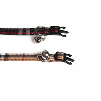 HKM-0483261 Simple Canvas Plaid Pet Collar - Black and Yellow, 1.0*28CM, Non-Retractable Design