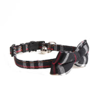 HKM-0483261 Simple Canvas Plaid Pet Collar - Black and Yellow, 1.0*28CM, Non-Retractable Design