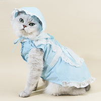 HKM-0483389 Pet Blue Maid Dress & Hat Set for Cats and Dogs in Multiple Sizes
