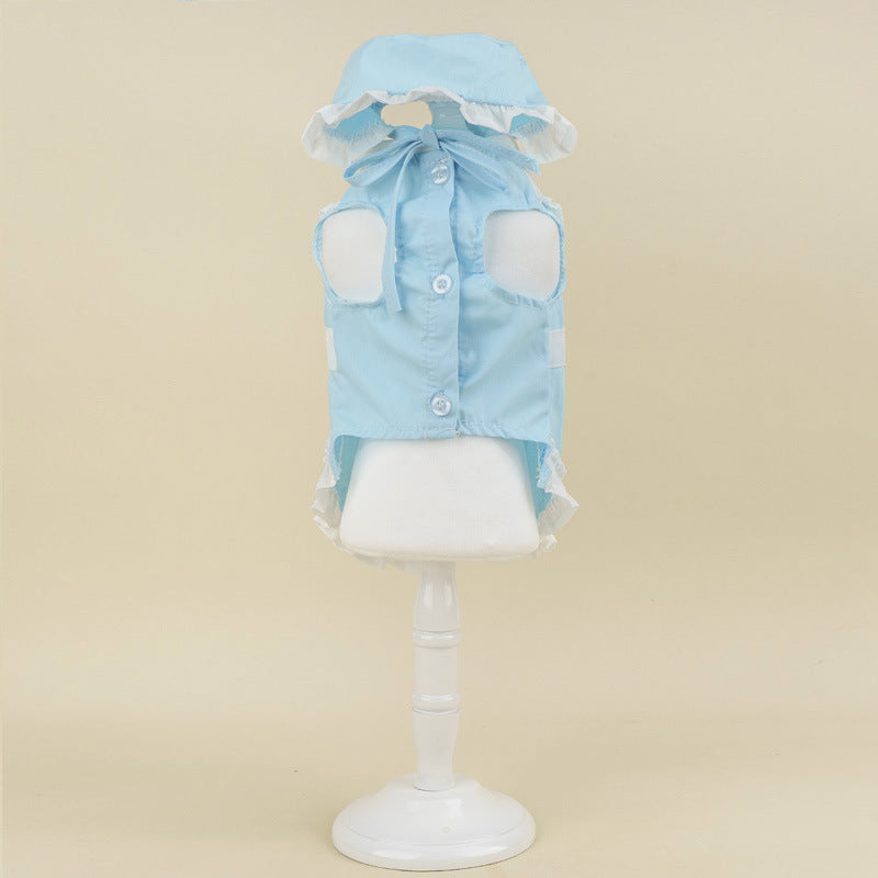 HKM-0483389 Pet Blue Maid Dress & Hat Set for Cats and Dogs in Multiple Sizes