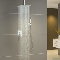 HKM-048403 16-Inch Rainfall Shower Head & Handheld Shower Faucet Combo Set, Ceiling Mounted for Luxurious Bath Experience