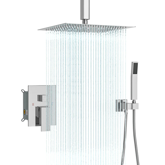 HKM-048403 16-Inch Rainfall Shower Head & Handheld Shower Faucet Combo Set, Ceiling Mounted for Luxurious Bath Experience