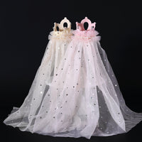 HKM-0485821 Elegant Princess Crown Headdress for Pet Weddings and Birthdays - Beige and Pink with Veil