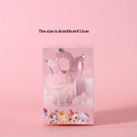 HKM-0485821 Elegant Princess Crown Headdress for Pet Weddings and Birthdays - Beige and Pink with Veil