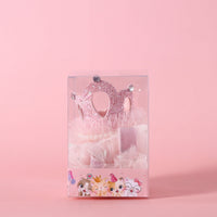HKM-0485821 Elegant Princess Crown Headdress for Pet Weddings and Birthdays - Beige and Pink with Veil