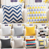 HKM-048595 Plush Geometric Black and Yellow Sofa Pillowcase, 45x45cm for Living Room, Bedroom, and More