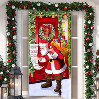 HKM-048659 Christmas and New Year Santa Claus Door Curtain in Cute Design, 180x90cm, Spring Buds Material