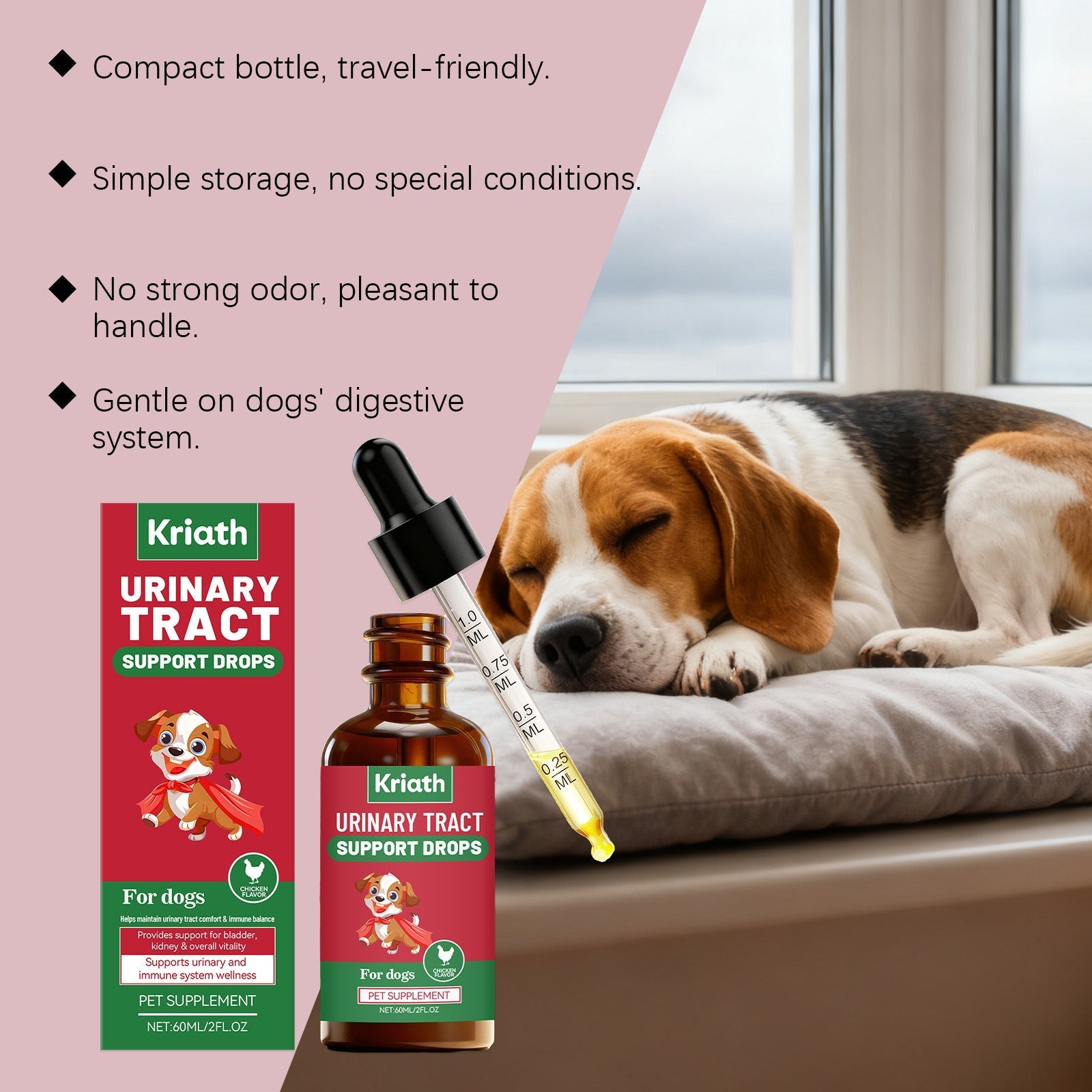 HKM-0486845 Herbal Urinary Relief Drops for Dogs - Natural Ingredients for Comfort