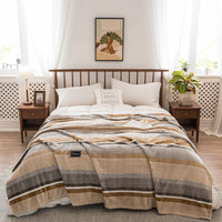 HKM-048851 Milk Velvet Thickened Yarn-Dyed Striped Flannel Blanket for Autumn and Winter
