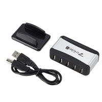 HKM-048915 7-Port USB 2.0 Hub with AC Adapter and Vertical Bracket for Seamless Device Connection