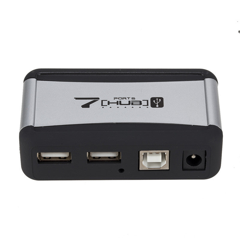 HKM-048915 7-Port USB 2.0 Hub with AC Adapter and Vertical Bracket for Seamless Device Connection