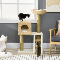 HKM-0490045 Multi-Level Cat Tree with Soft Beds, Condo, and Climbing Ladder for Indoor Cats