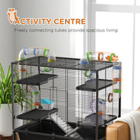 HKM-0490429 Spacious Small Animal Cage with Tubing System, Exercise Wheel, Ramps and Platforms for Hamsters and Gerbils