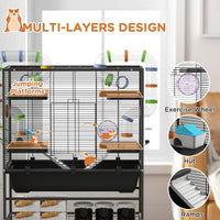 HKM-0490429 Spacious Small Animal Cage with Tubing System, Exercise Wheel, Ramps and Platforms for Hamsters and Gerbils