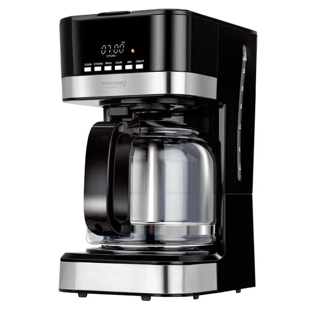 HKM-049107 LCD Timer Glass Jar Coffee Maker with Warm Plate for Drip Brewing in Europe