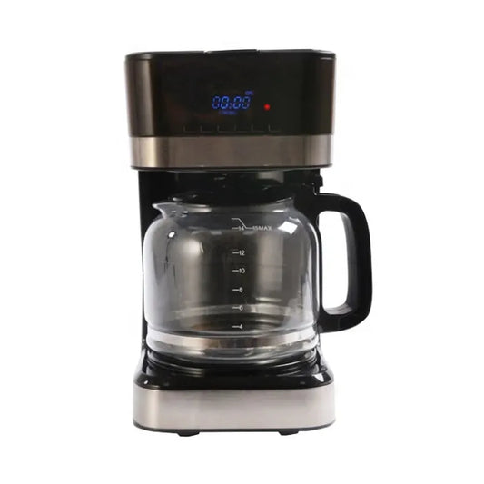 HKM-049107 LCD Timer Glass Jar Coffee Maker with Warm Plate for Drip Brewing in Europe
